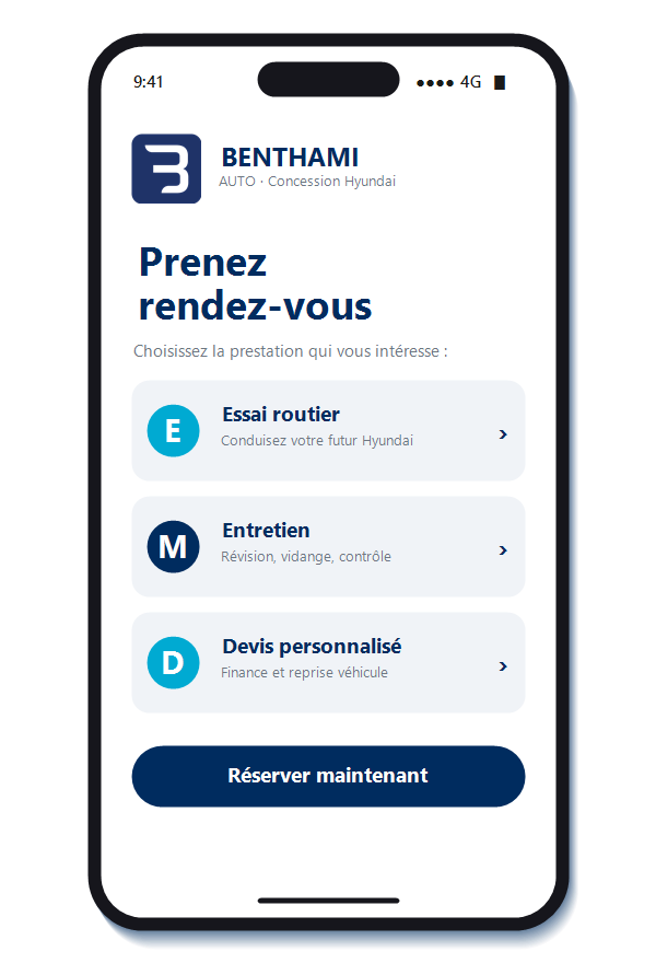 Mockup application BENTHAMI AUTO